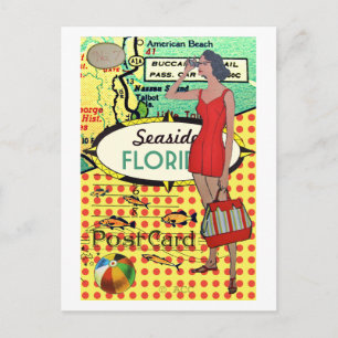 Florida, badplats, badskönhetsretro badande kostym vykort