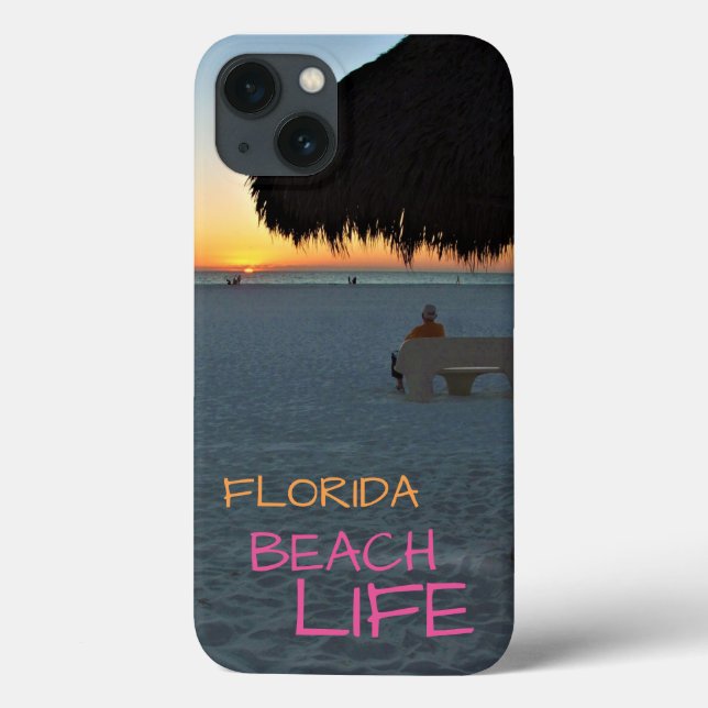 Florida Beach Late Evening med Man på Bench (Baksida)