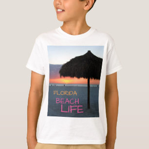 Florida Beach Life Sunset Handflatan Frond Umbrell T Shirt
