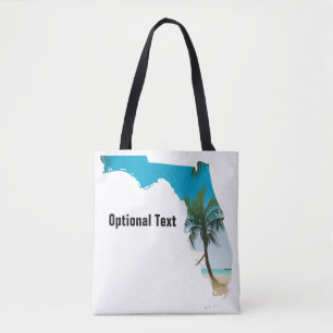 FLORIDA Beach Ocean Handflatan Träd fyllde Tygkasse