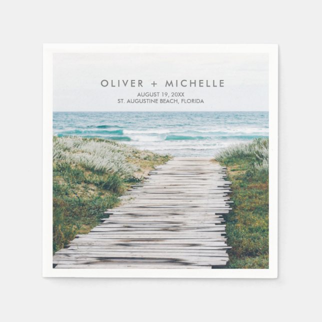 Florida Beach Personlig Bröllop Napkins Pappersservett (Framsidan)