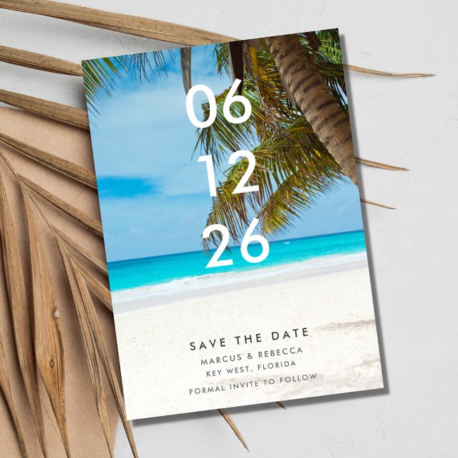 Florida Beach Photo Bröllop spara datum Spara Datumet (Florida Beach Photo Wedding Save the Date)