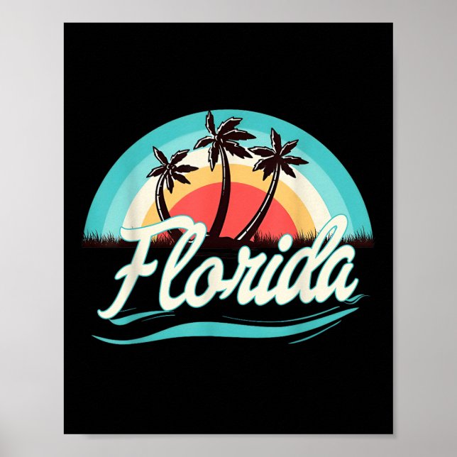 Florida Beach Retro Summer Beach Handflatan Träd V Poster (Framsidan)