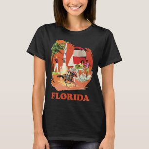 Florida Beach Rocket Retro Red Resa T Shirt