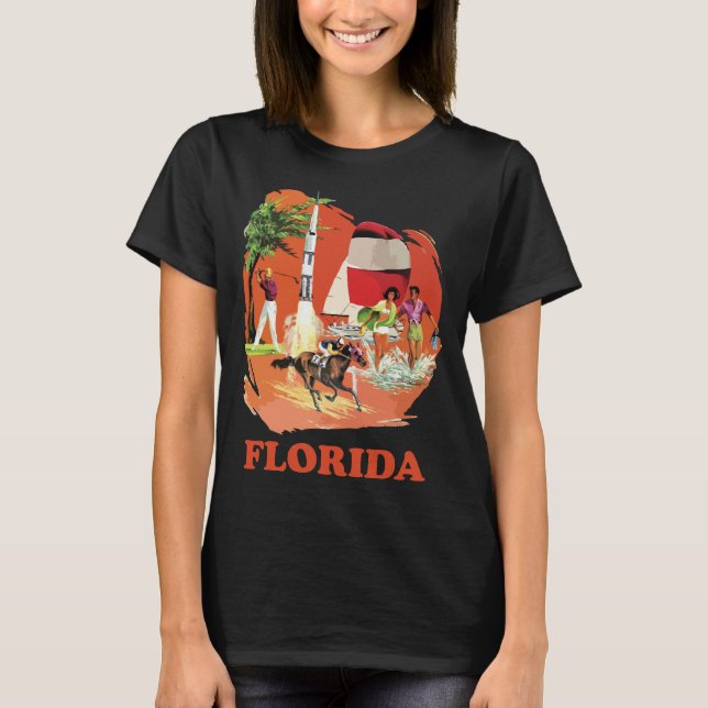 Florida Beach Rocket Retro Red Resa T Shirt (Framsida)