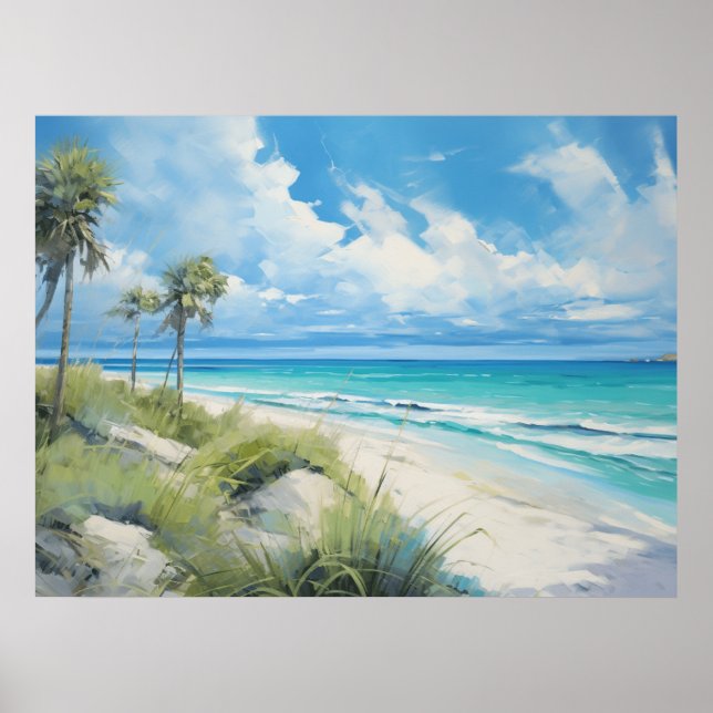 Florida Beach Scene. Kristallfri blå vatten. Poster (Framsidan)