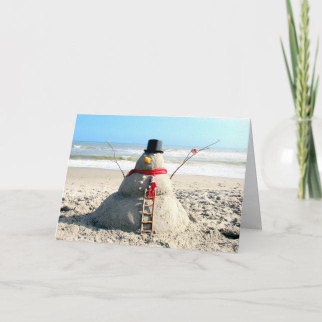 Florida Beach Snögubbe och Elf - gratulationskort Helgkort (Framsida)