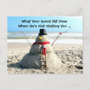 Florida Beach Snögubbe och Elf-julpostkortet Helg Vykort