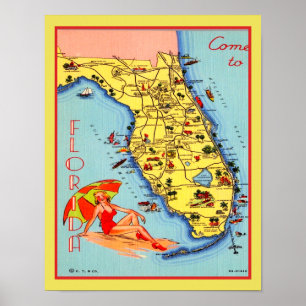 Florida Beach Travel Poster 1930