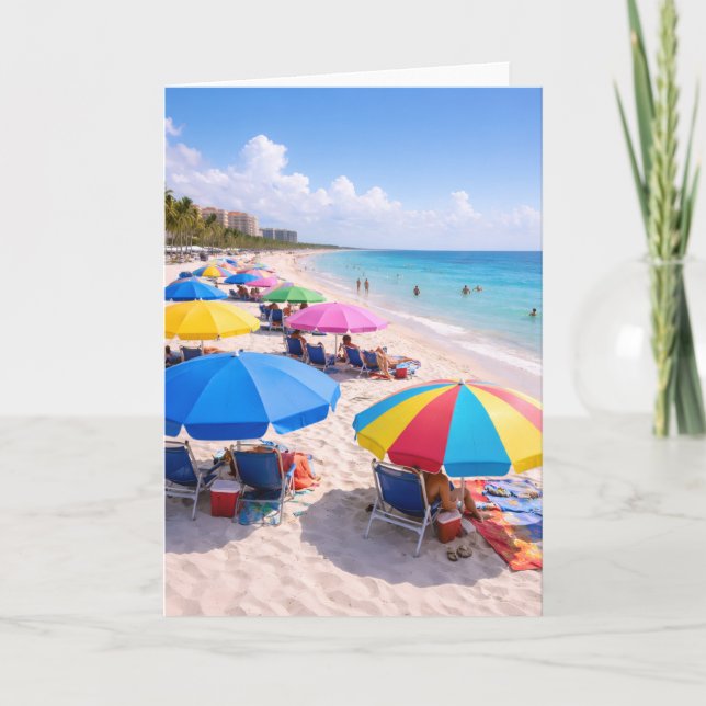Florida Beach Umbrellas Greeting Card Kort (Framsida)
