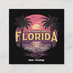 Florida Beach under solnedgången, förbleknande hav Fyrkantigt Visitkort