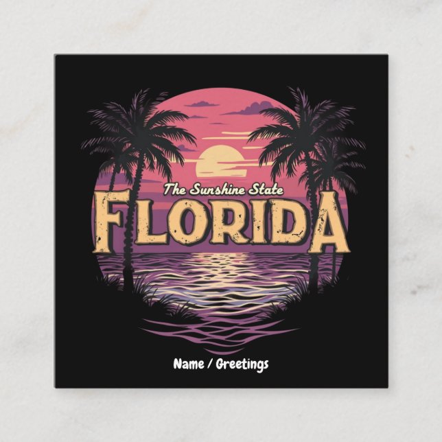 Florida Beach under solnedgången, förbleknande hav Fyrkantigt Visitkort (Framsida)