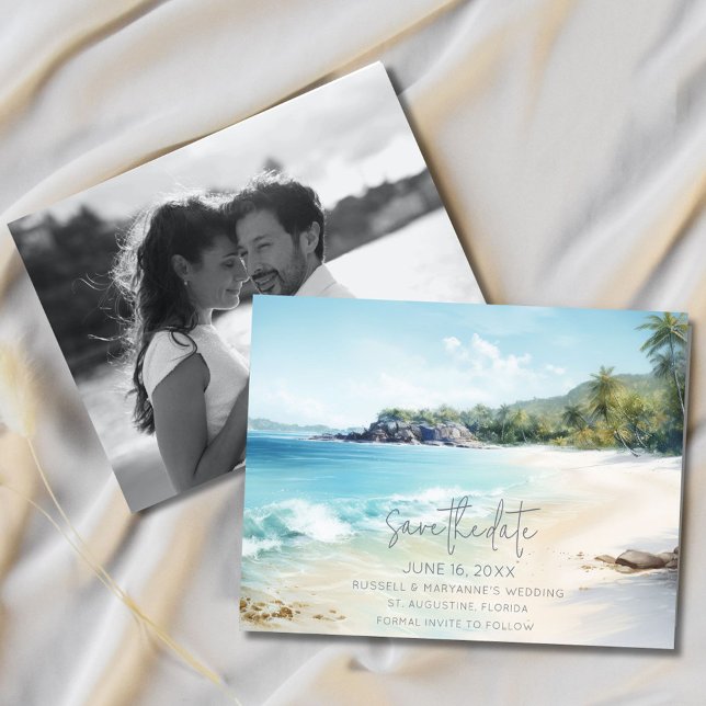 Florida Beach Wedding Photo Save Date Meddelande (Florida Beach Wedding Photo Save the Date)