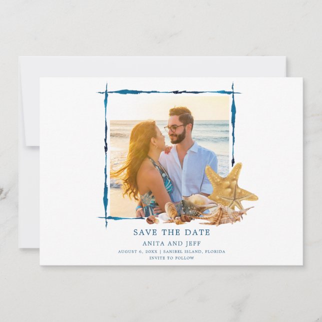 Florida Beach Wedding Photo Save Date Spara Datumet (Framsida)