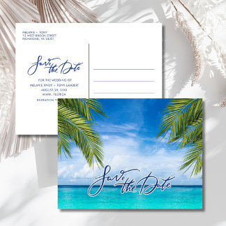 Florida Beach Wedding Save the Date  Meddelande Vykort