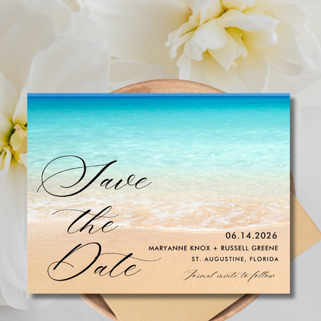 Florida Beach Wedding Spara datumet Meddelande Vykort (Florida Beach Wedding Save the Date Postcard)