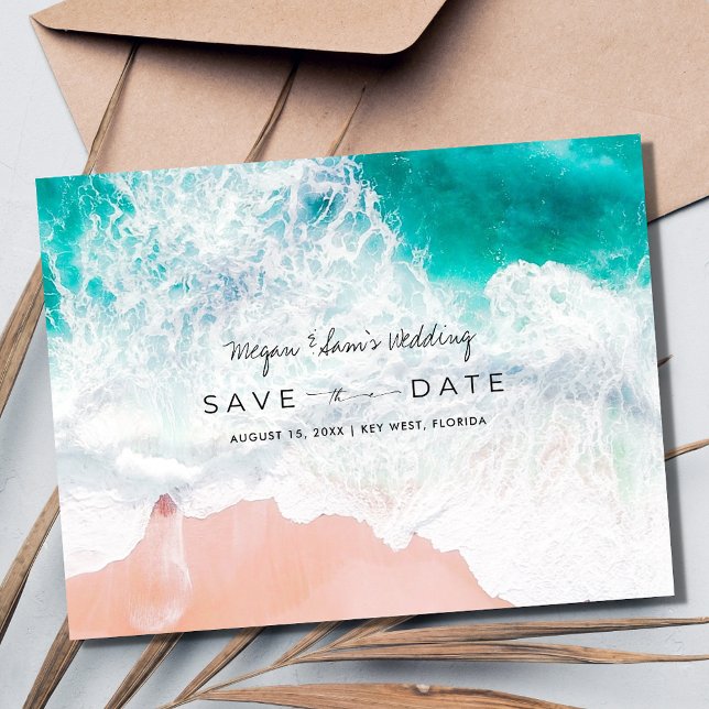 Florida Beach Wedding Spara datumet Meddelande Vykort (Florida Beach Wedding Save the Date Postcard)