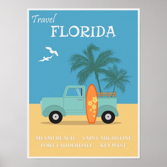 Florida Beacher Vintage resor Poster (Framsidan)