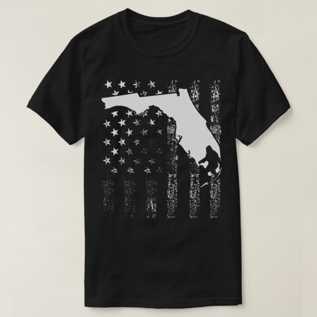 Florida Bigfoot Gift Sasquatch American Flagga Sil T Shirt (Design framsida)