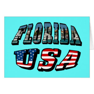 Florida Bild och USA flagga Text Hälsningskort