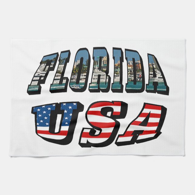 Florida Bild och USA flagga Text Kökshandduk (Horisontell)