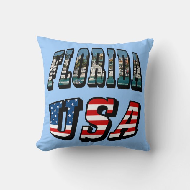 Florida Bild och USA flagga Text Kudde (Framsida)