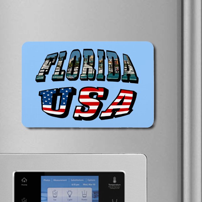 Florida Bild och USA flagga Text Magnet (Florida Picture and USA Flag Text Flexible Magnet)