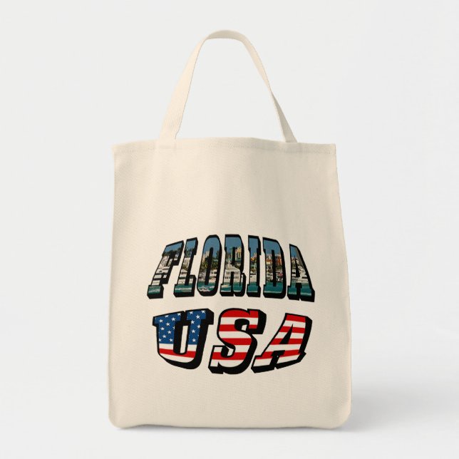 Florida Bild och USA flagga Text Tygkasse (Framsidan)
