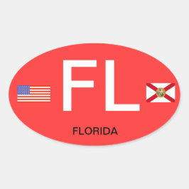Florida* Bildekal för oval mellan Europa och Stil Ovalt Klistermärke