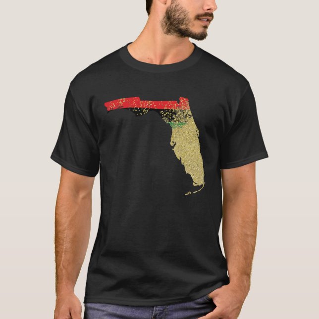 Florida  Black Pride Pan African Flag Home Hometow T Shirt (Framsida)