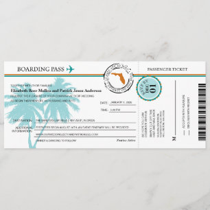 Florida Boarding Pass Bröllopsinbjudan Inbjudningar