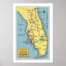 Florida Boca Grande Karta Poster Skriv ut