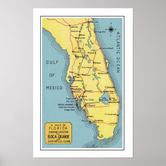 Florida Boca Grande Kartpostertryck Poster (Framsidan)