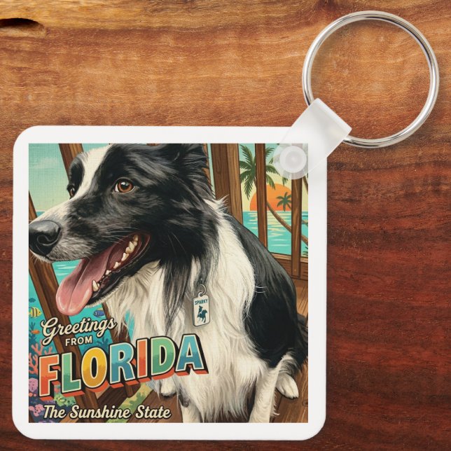 Florida Border Collie Nyckelring (Baksida)