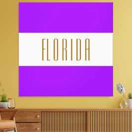 FLORIDA Bright Wide Tropical Lila White Rand Canvastryck