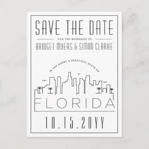 Florida Bröllop Skyline Spara datum Vykort