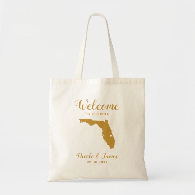 Florida Bröllop Welcome Bag for Hotel Guests, Tote Tygkasse (Framsidan)