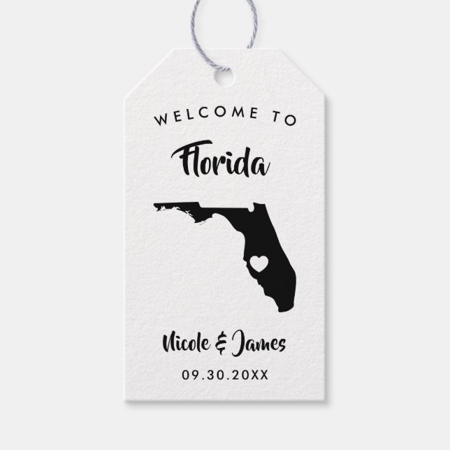 Florida Bröllop Welcome Bag Märkres Presentetikett (Framsidan)