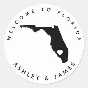 Florida Bröllop Welcome Sticker for Treat Box Bag Runt Klistermärke