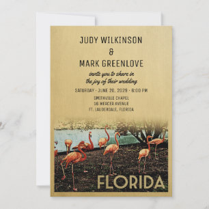 Florida bröllopsinbjudan Vintage Flamingos Inbjudningar