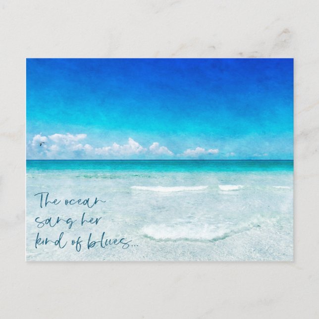 Florida Bukt Kusten Tropical Teal Blue Beach Quote Vykort (Framsida)