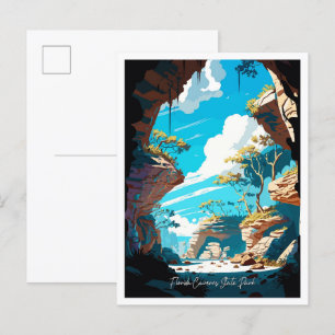 Florida Caverns Art Vintage resor Illustration Vykort