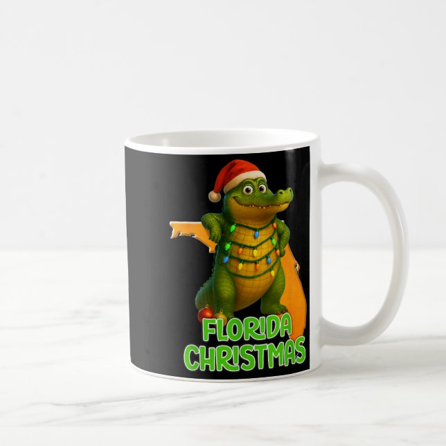 Florida Christmas Alligator Wearing Santa Hat Vaca Kaffemugg (Höger)
