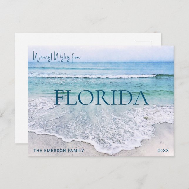FLORIDA CHRISTMAS CARD | BEACH THEMED POSTCARD HELG VYKORT (Fram/baksida)