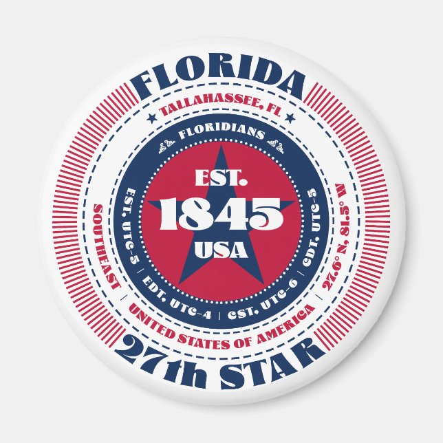 Florida Circle Typography Souvenir Magnet (Framsidan)