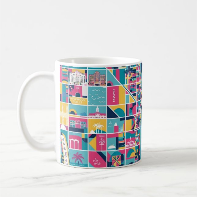 Florida city multi colors in cartoon style kaffemugg (Vänster)