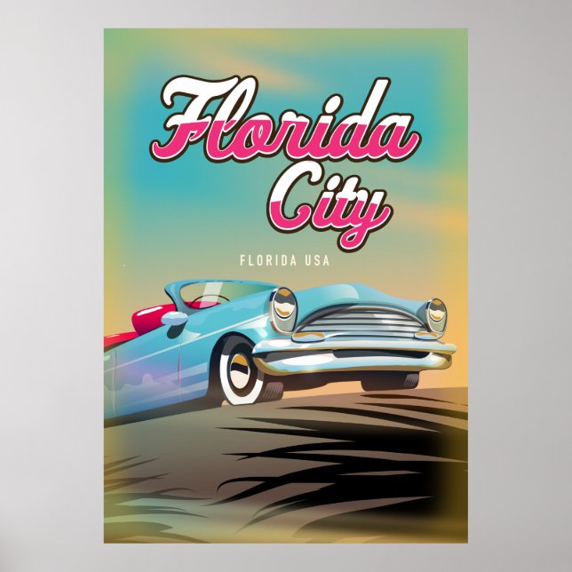 Florida City Vintage-resemaffisch Poster (Framsidan)