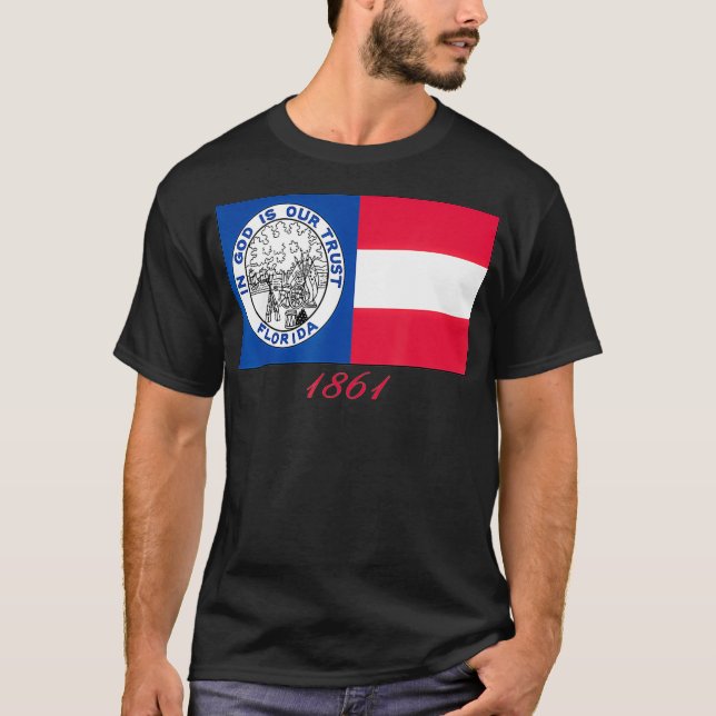 FLORIDA CIVIL KRIG REGIMENT 1861 IN GOD FLAGGA T SHIRT (Framsida)