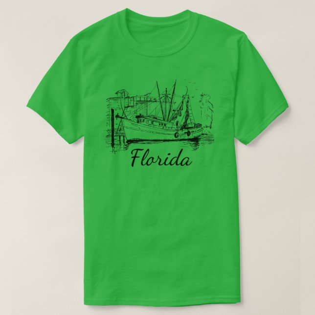 Florida Classic Shrimp Boat Långärmad T Shirt (Design framsida)