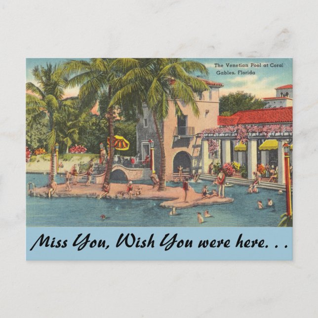 Florida, Coral Gables, Venetian Bassäng Vykort (Framsida)